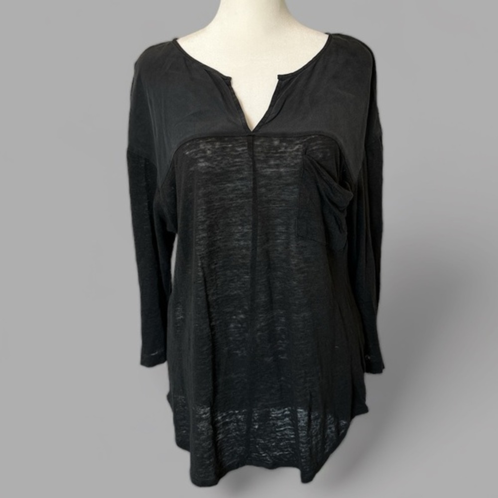 Anthropologie Postmark Silk and Linen Drop Shoulder Top